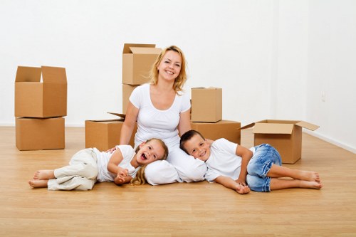 Packed boxes and furniture ready for local house removals in Penge